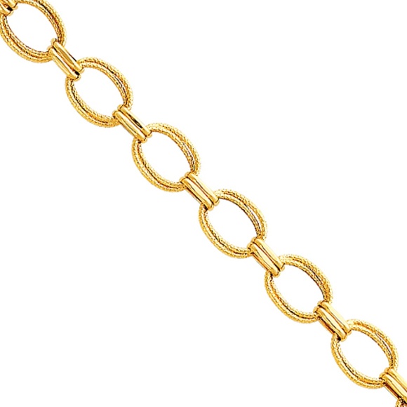 14K Solid Yellow Gold Link ChainBracelete 7.5' inc - Picture 2 of 3